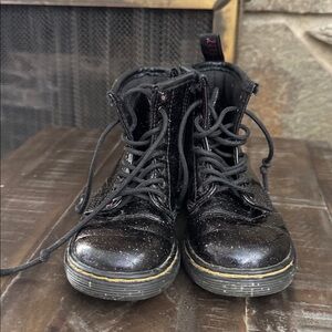 Toddler Dr. Martens Black Glitter Combat Boots